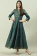 Black Cotton Flared Printed Dress image number 0