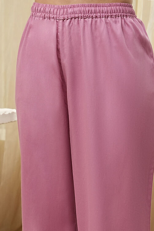 Powder Pink Embroidered Straight Suit Set image number 2