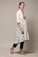 Marine Blue Cotton Blend A-Line Printed Kurta image number 3