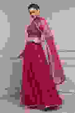 Fuchsia Polyester Printed Lehenga Set image number 3