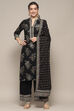 Black Cambric Straight Kurta Palazzo Suit Set image number 7