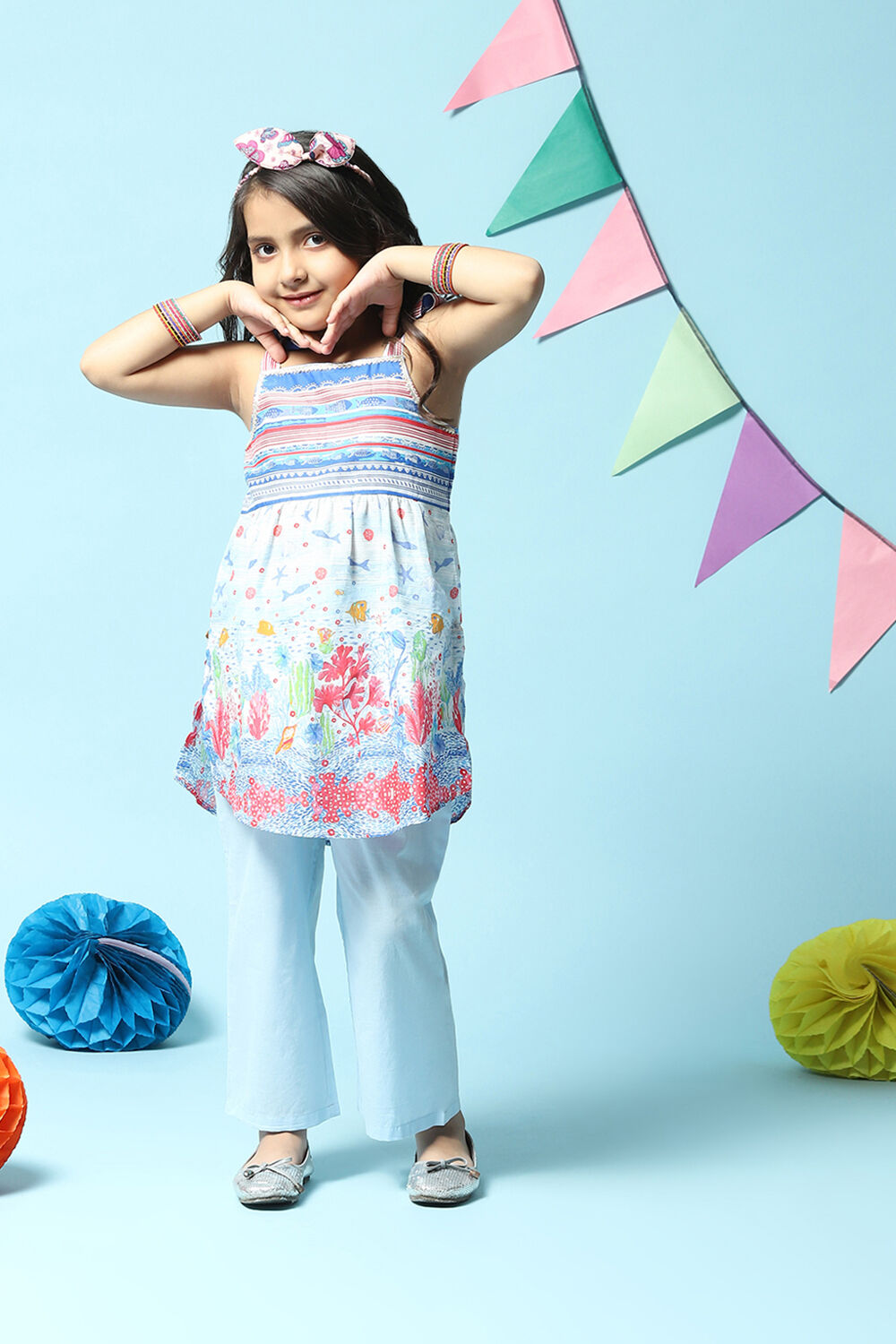 Powder Blue Cotton Straight 2 Piece Set image number 0