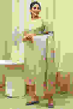 Beige Tissue Printed Unstitched Suit Set image number 1