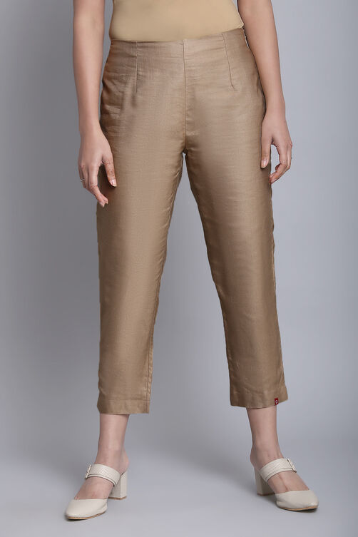 Brown Viscose Silk Pants image number 0