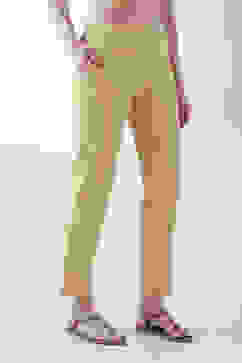 Beige Cotton Lycra Straight Pants image number 3