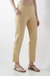 Beige Cotton Lycra Straight Pants image number 3
