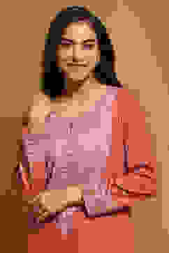 Maroon Polyester Blend Straight Short Kurti image number 1