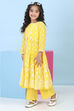 Yellow Cotton Printed Straight Suit Set image number 3