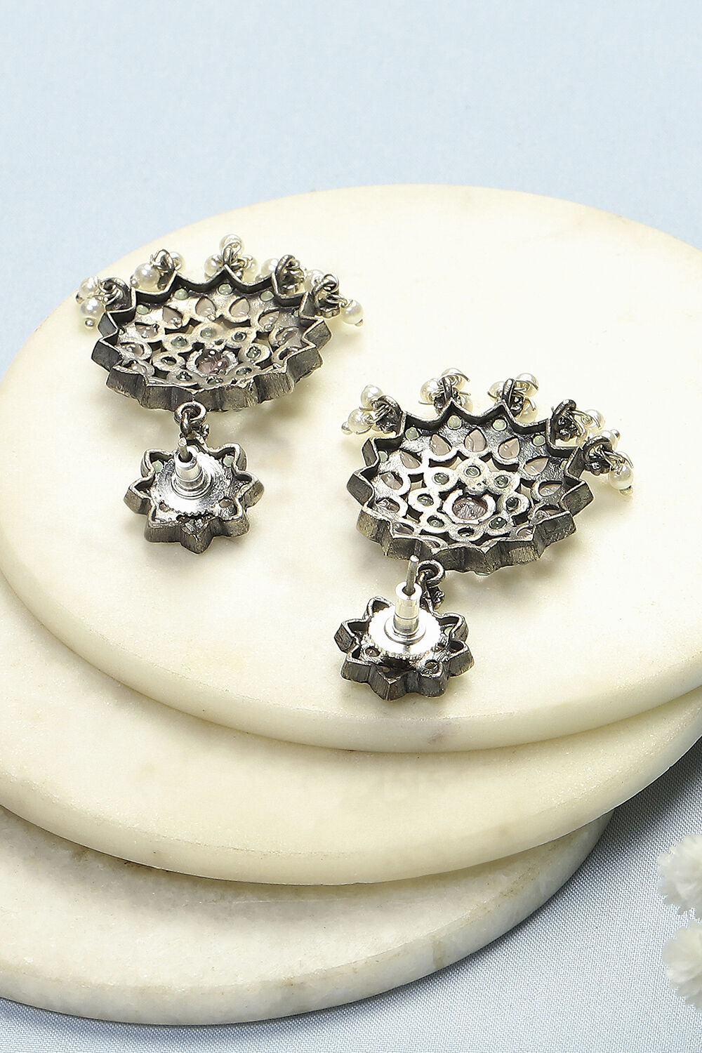 Pink-Green Brass Drop & Danglers image number 2