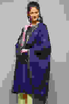 Blue Cotton Blend Yard-Dyed Dupatta image number 0