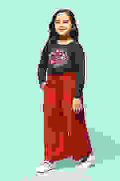 Blue & Rust Cotton Solid Pants image number 0