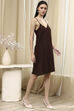 Brown Printed Gathered Tulip Dress image number 5