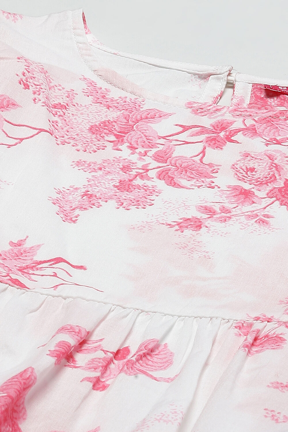 White Cotton A-Line Printed Top image number 1