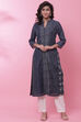 Indigo Art Silk Straight Kurta image number 0