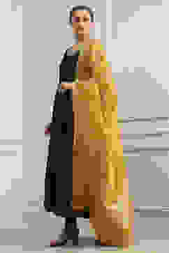 Black Solid Art Silk Anarkali Suit Set image number 3