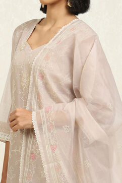 Light Mauve Machine Embroidered Unstitched Suit Set image number 2