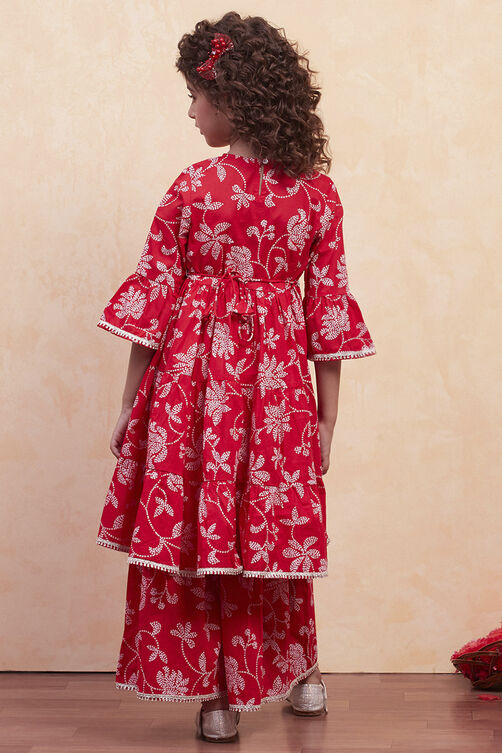Blue Cotton Tiered Suit Set image number 4