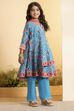 Teal Polyester Anarkali Suit Set image number 7