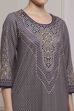 Blue Polyester Straight Printed Kurta image number 1