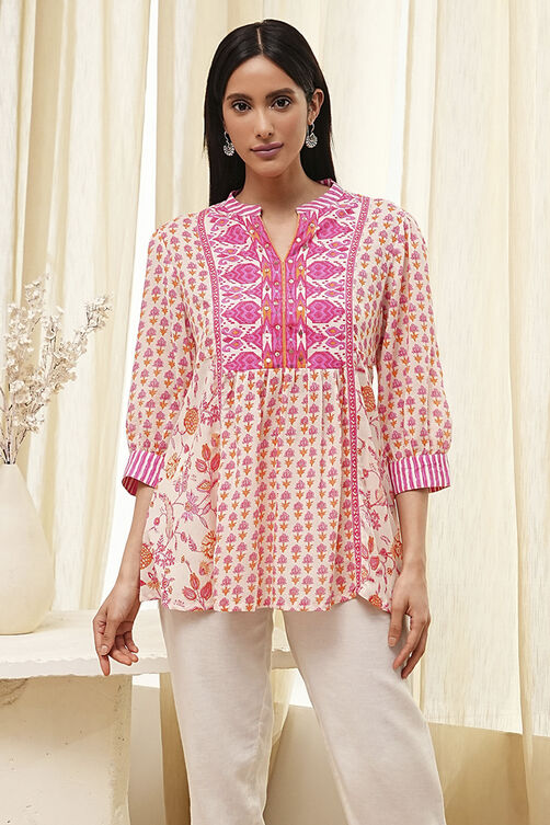 Pink Straight Short Kurta image number 5