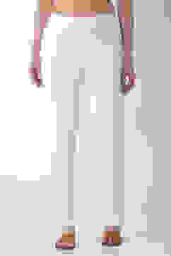 White Cotton Lycra Fitted Pants image number 4