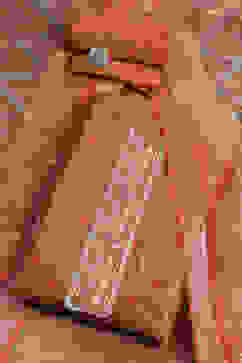 Orange Chanderi Unstitched Suit Set image number 0