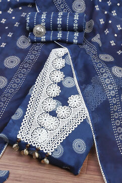 Indigo Cotton Unstitched Suit Set image number 0