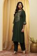 Green Viscose Blend Straight Kurta image number 2