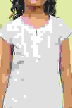 Powder Blue Cotton Straight Printed Kurta Pants Set image number 1