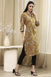 Mustard Yellow Cotton Printed Straight Kurta image number 4