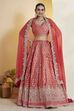 Coral Silk Kalidar Lehenga Set image number 1