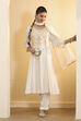 Off White Viscose Rayon Kalidar Suit Set