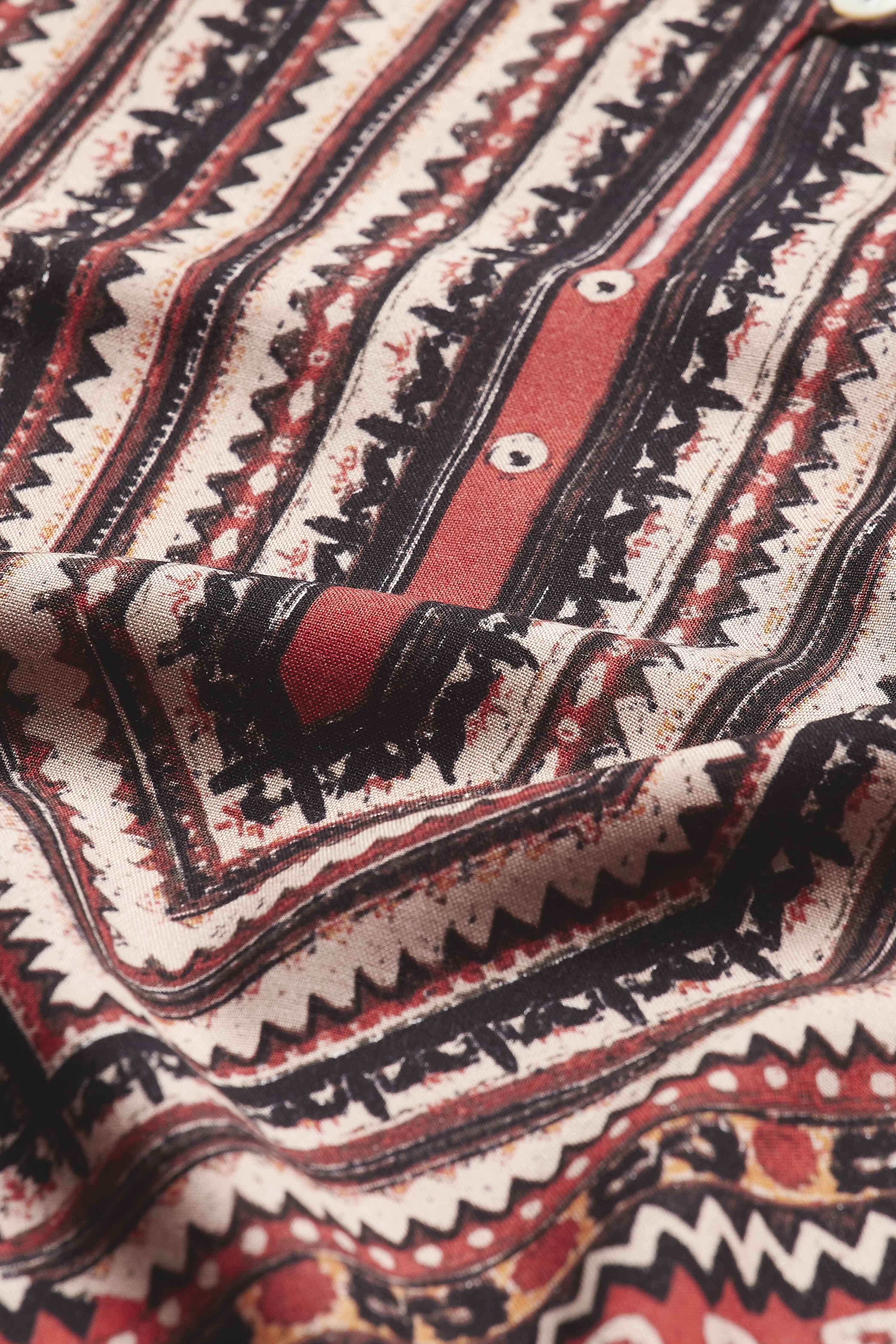 Rust Viscose Rayon Geometric Printed A-Line Kurta image number 2