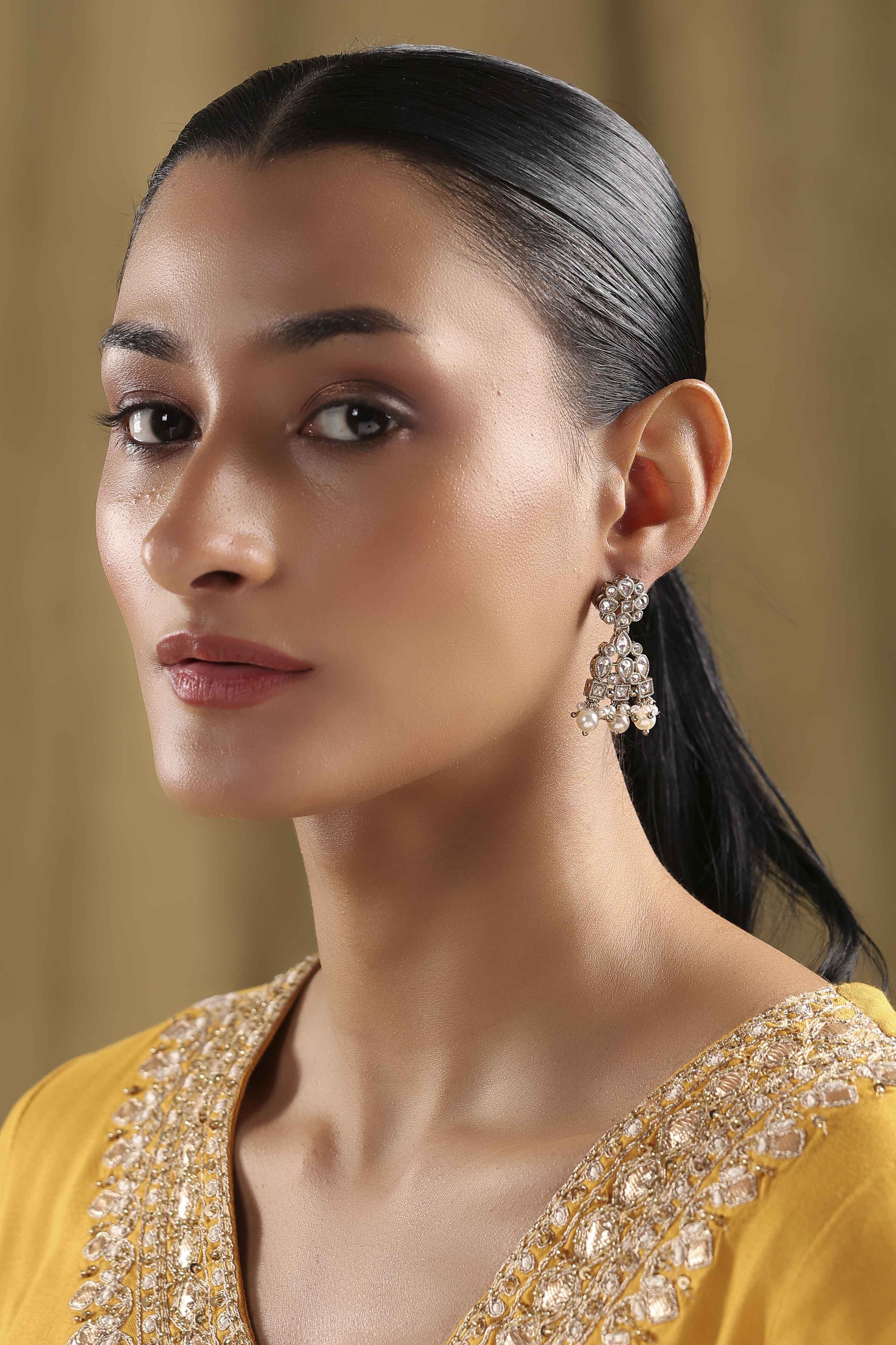 White Alloy Drop & Danglers image number 3