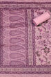 Purple Cotton Printed Unstitched Suit Set image number 3