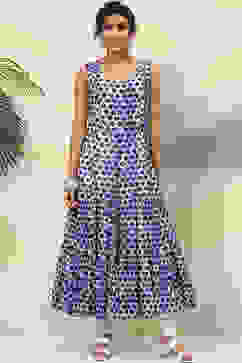 Indigo Straight Kurta Churidar Suit Set image number 5