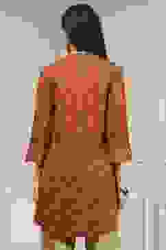 Rust Viscose Rayon Relaxed Printed Shirt image number 3