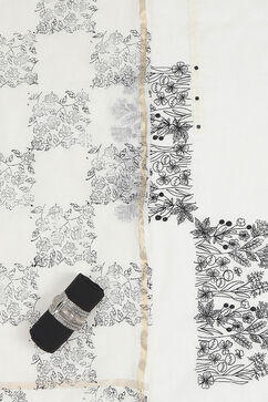 Off White Cotton Machine Embroidered Unstitched Suit Set image number 1