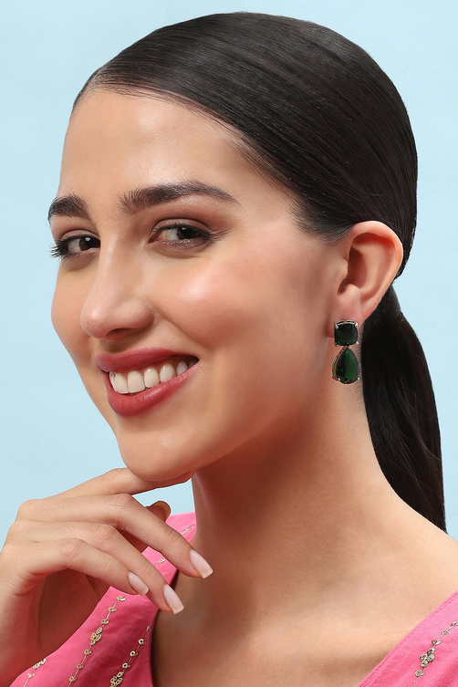 Green Brass Earrings image number 1