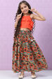 Red Viscose Straight Printed Kurta Set image number 6