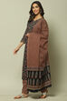 Black Cotton Screen Print Unstitched Suit Set image number 5