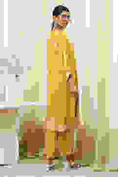 Mustard Yellow Printed Straight Suit Set image number 4