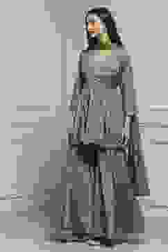 Green Art Silk Gathered Garara Set image number 3