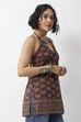Brown Cotton Floral Printed Halter Kurti image number 4