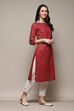 Green Cotton Straight Printed Kurta image number 3