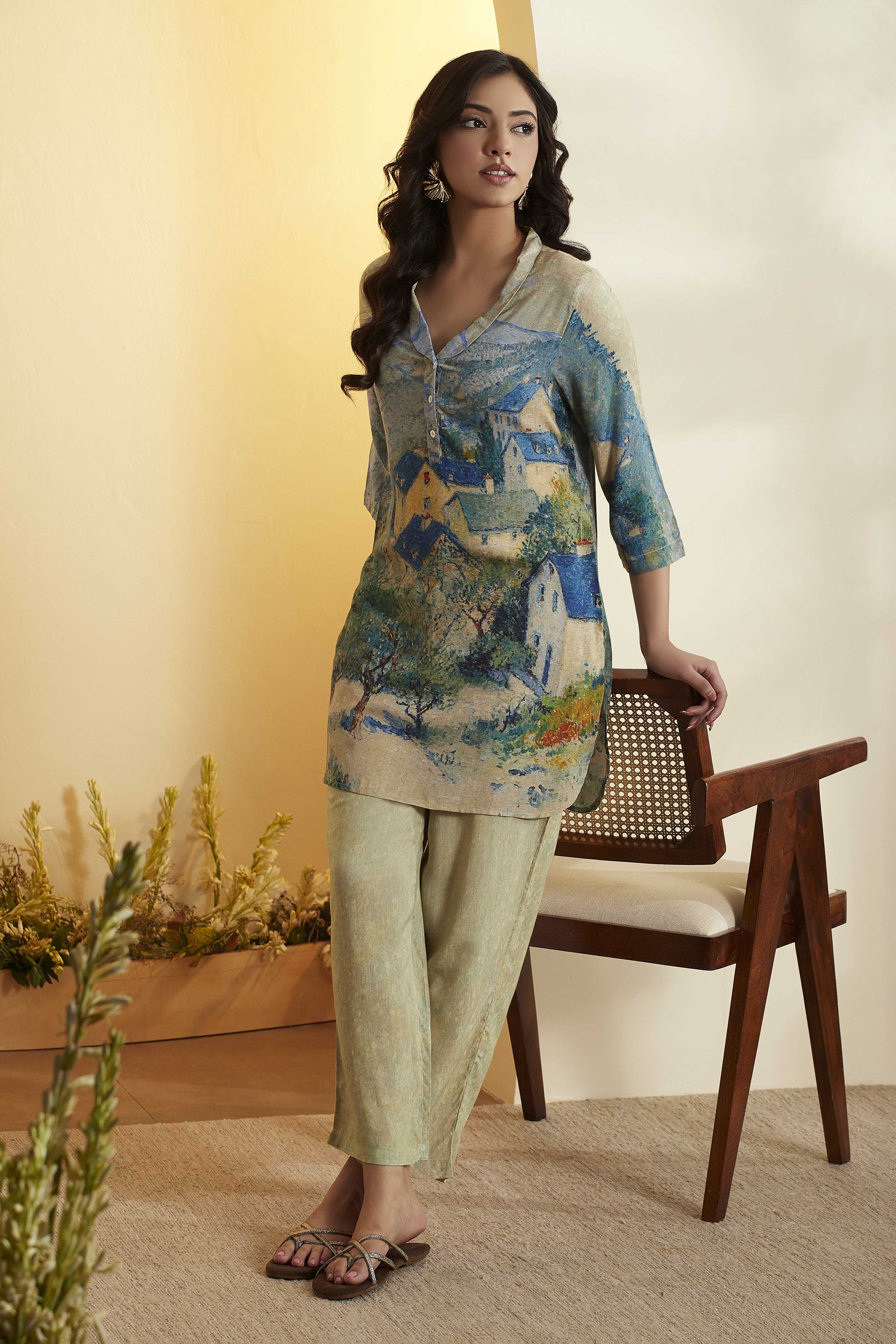 biba Multi Viscose Rayon Straight Kurta Pants SetMulti Viscose Rayon Straight Kurta Pants Set-picture-237