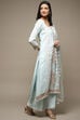 Light Blue Muslin Lace Unstitched Suit Set image number 7