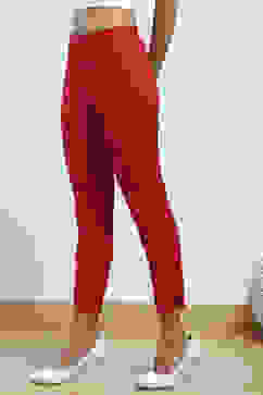 Red Viscose Lycra Solid Pants image number 2