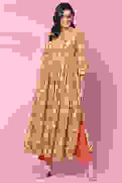 Yellow Cotton Flared Kurta image number 0