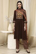 Brown Rayon Viscose Narrow Suit Set image number 6